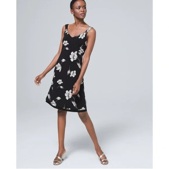 WHITE HOUSE BLACK MARKET NWT Sleeveless Floral Reversible Tank Dress L - Picture 12 of 12